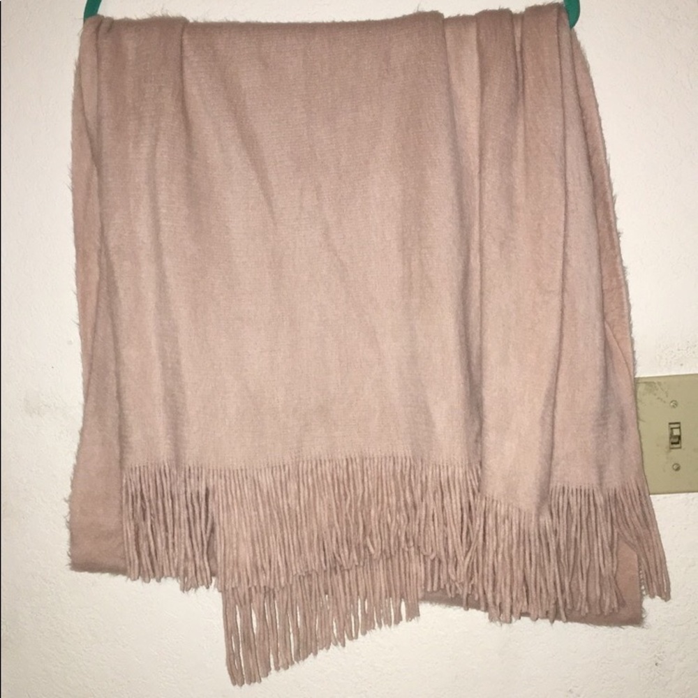Long Pastel pink scarf with fringe